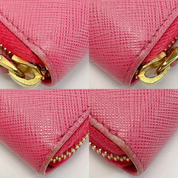 Prada Portafoglio Lampo Gold Zipper 1 Ml506 Pink Wallet - Picture 5 of 8